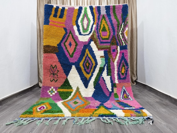 Gorgeous Custom Rugs For Living Room, Boujaad Moroccan Rug, Soft Area Rug, Morrocan Rug Bohemian, Wool Blue Shaggy Rug, Custom Made Rugs