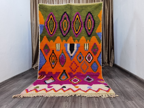 Custom Fabulous Boujaad Rug, Moroccan Handmade Rug, Colorful Wool Beni Runner, Exclusive Vintage Sofa Rug, Boujaad Rare Home Fourniture