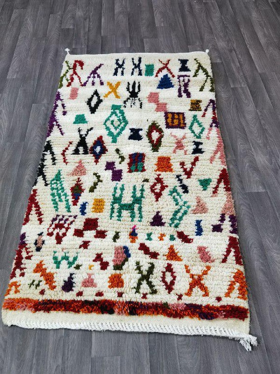 Handmade Wool Kilim Pouf, Vintage Moroccan Ottoman, Colorful Berber Design