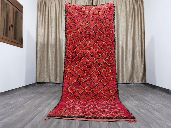 Moroccan Vintage Rug, 3.3x8.7 ft  ft Handmade rug, Berber runner rug, bohemian rug, Beni ourain rug, Moroccan rug, Wool rug