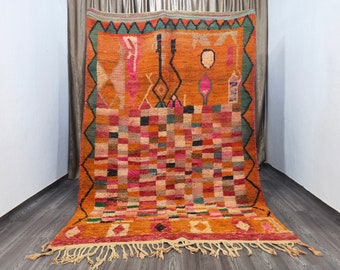 Custom Orange Rug, Living Room Rug  Orange, Authentic Moroccan Orange rug, Orange Rug,beniourain sofa rug, Personalize Gifts for Home Decor