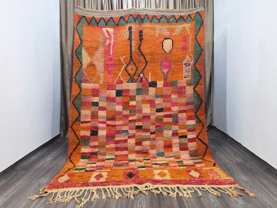 Custom Orange Rug, Living Room Rug  Orange, Authentic Moroccan Orange rug, Orange Rug,beniourain sofa rug, Personalize Gifts for Home Decor