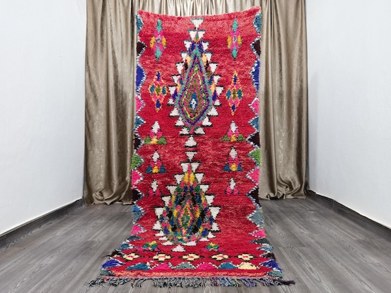 Moroccan Handmade Runner Rug, Sheep Wool Rug, Pink Runner Rug, Tribal Berber Carpet, Authentic Abstract Runner Rug 3.4x8.3 ft 253 x 103 cm