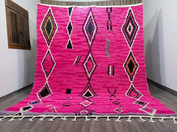 Pink Moroccan Rug, Pink Wool Rug, Made Moroccan Rug, Made Moroccan Rug, Custom Boujaad Rug, Soft Wool Rug , Berber Wool Rug ,  Handmade Rug