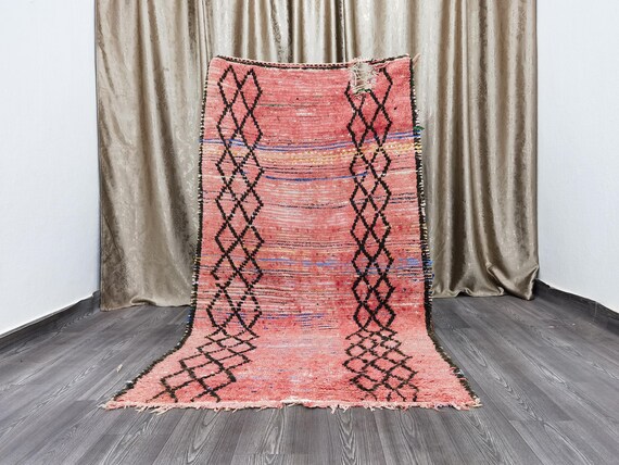 Fabulous Boujaad Rug 4x7.3 FT / 123x224 Cim , Bohemian Style Rug, Moroccan Berber Carpet , Bohemian Shag Rug, hallway Runner rug Moroccan
