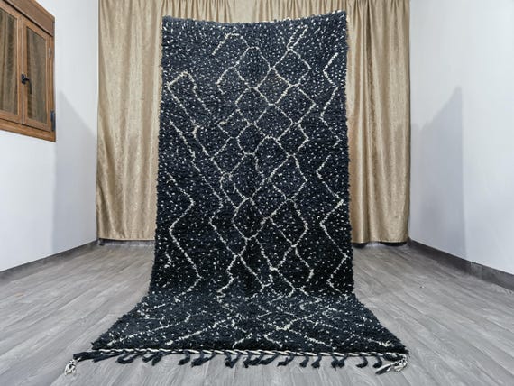 ARTISTIC MOROCCO RUG - Black Beni Ourain Rug - Black Rugs for Bedroom - Black Moroccan Rug - Berber Carpet - Traditional Moroccan Carpet