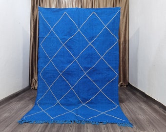 Custom Moroccan Kilim Rug, Blue Moroccan kilim rug, Hand knotted Wool rug, Kilim Flat rug, Custom area rug, Texture Kilim, Kilim Hanbal
