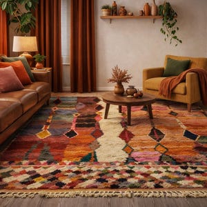 Handmade Orange Moroccan Rug – Boho Berber Area Rug