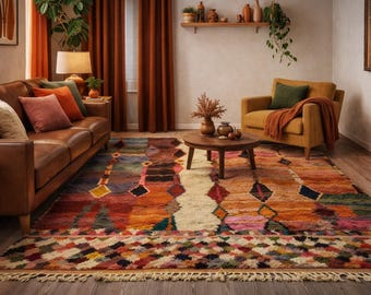 Tappeto marocchino arancione fatto a mano - Tappeto berbero boho