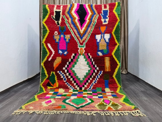 Custom Moroccan Area Rug, Soft shag wool rug, Moroccan rug Hand knotted, Genuine lamb wool, Colorful Rug, Rugs For Living Room
