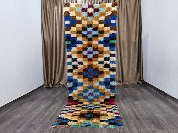 Moroccan Beach House Area, Handemade Runner, Decor Boho, Handmade Rug Living Room, Runner Rug Moroccan, Vintage Runner Boujaad 2.6x8.2 Ft