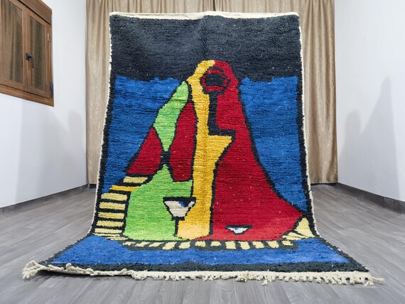 Tufted Berber Area Rug: Bohemian Moroccan Wool Carpet