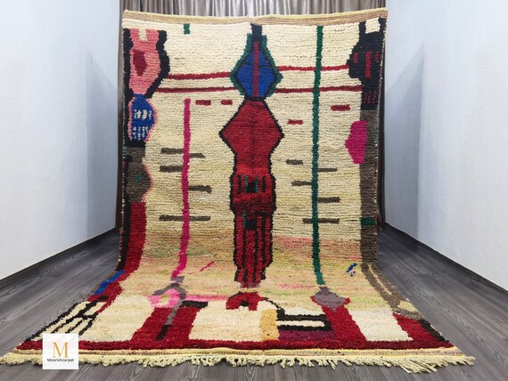 Abstract Rug - Wool Area Rug - Bohemian Rug - Medium Pile Rug - Colorful Moroccan - Handmade Rug For Bedroom - Custom Made Rug- New Home Rug