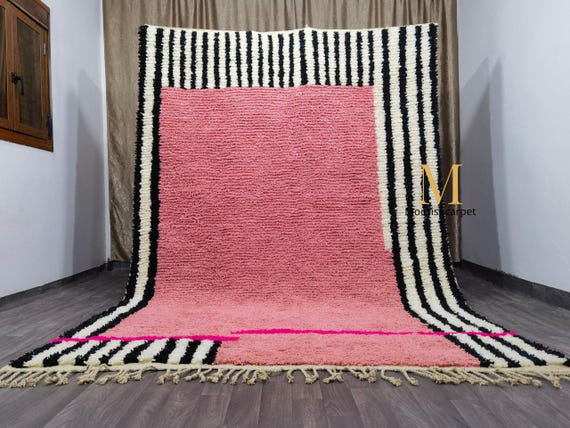 Handmade Moroccan Pink Rug (7x10 ft) – Authentic Berber, Bohemian Style