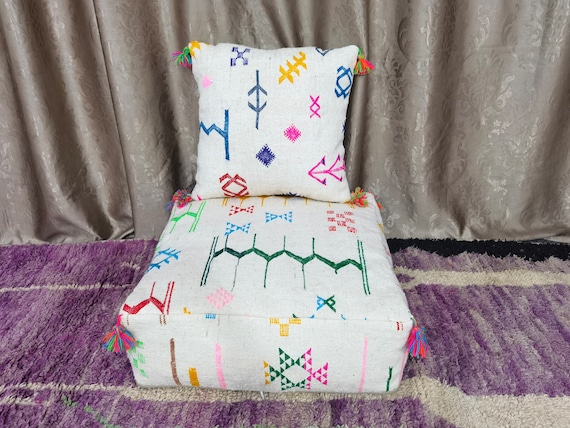 Moroccan Sofa , Unstuffed Complete set Long Floor Cushion 2/4/5/6/7 ft (60/120/150/180/210 x70x20 cm) + 2 Back Pillows .