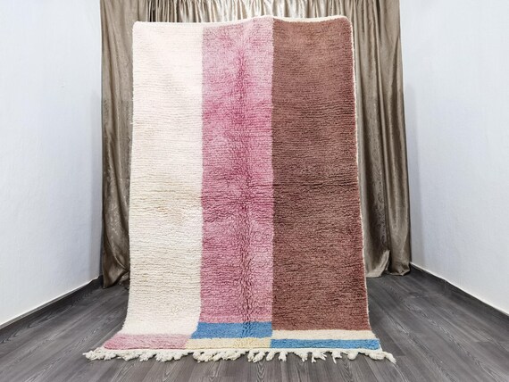 Artistic Beni Ourain Rug - Custom All Sizes Rug - Colorful Striped Wool Rug - Hand Knotted Wool Rug - Soft Area Rug - Rugs For Living Room
