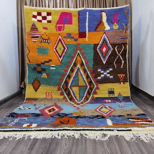 Handwoven Beni Ourain Rug – Colorful Moroccan Wool, Custom Rug