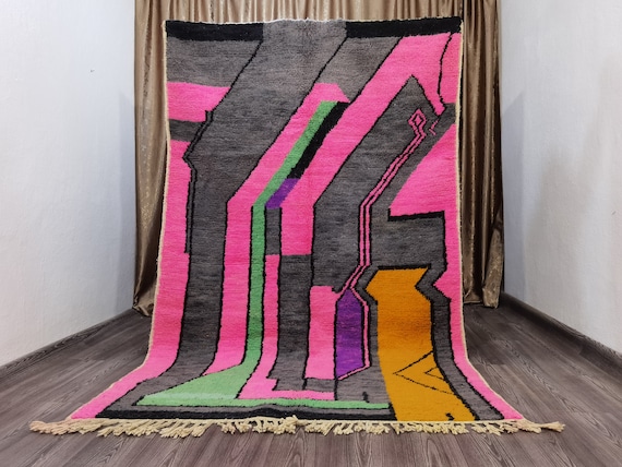Berber Moroccan Rug Pink, Modern Farmhouse Area Rug,  Luxury Home Decor Boho, Eclectic Home Decor, Handmade Furniture, Boujad Moroccan Rug