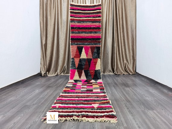 Berber Colorful Runner Rug - Azilal Berber Wool Rug - Boujaad Runner Rug - Authentic Berber Rug - Boho Rug Runner - Wool Runner Rug