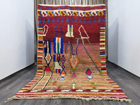 Hand Knotted Wool Berber Rug – Orange Moroccan Rug, Bohemian Decor