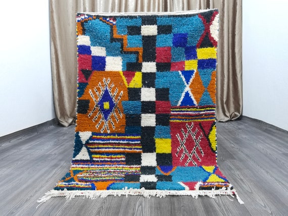 Abstract Multicolored Carpet, Handmade Moroccan Rug,Moroccan Rug - Berber Rug - Custom Moroccan Rug - Beni Ourain Rug, Bohemian Rug