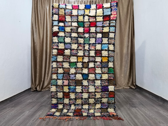 Azilal Runner Rug, Runner Rug, Area Rug, Handwoven Rug , Bohemian Rug For Living Room Vintage, Moroccan Colorful Vintage Shag Rugs 3X6 Ft