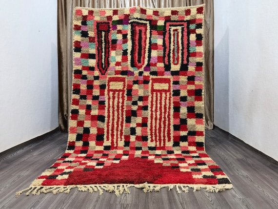 Boujaad Moroccan Rug, Berber Colorful Rug Morrocan, Handmade Rug 8 x 10, Carpet Morocco, Bohemian Rug 7x10 Boho, Housewarming Gift For Home
