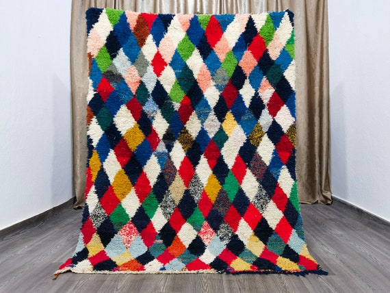 4.5x6.2 ft, Vintage Moroccan Rug, berber carpet, Abstract Rug, Rug for Living Room, azilal rug, bohemian rug, antique morocco rug