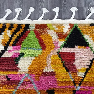 Handgjord orange marockansk matta – Autentisk berbermatta, boho-inredning bild 4