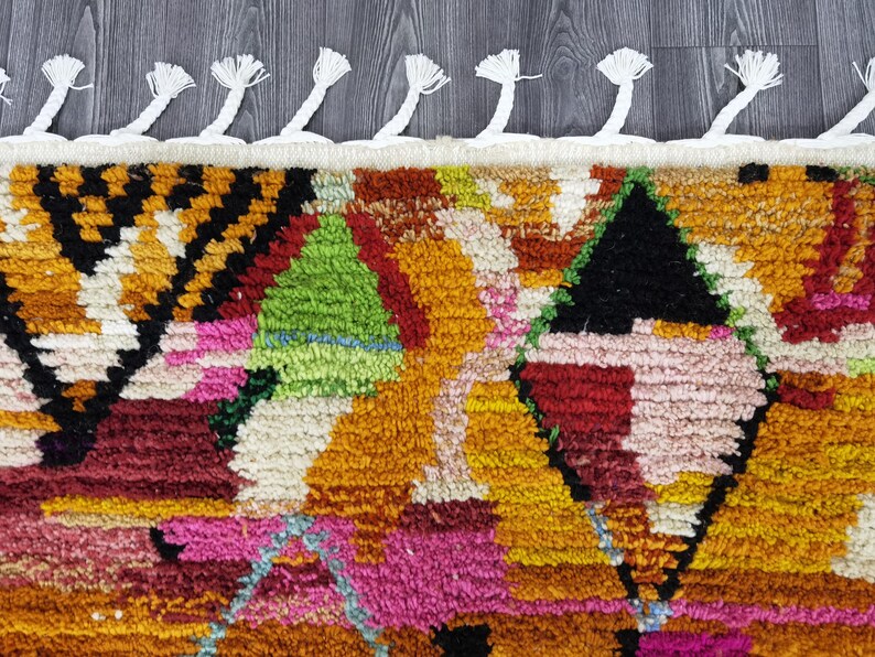 Handgjord orange marockansk matta – Autentisk berbermatta, boho-inredning bild 4