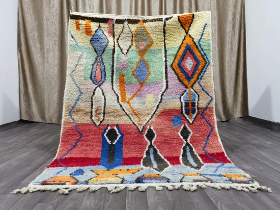 Boujaad Moroccan Rug - Custom Rugs For Living Room - Soft Area Rug - Morrocan Rug Bohemian - Authentic Morrocan Rug .