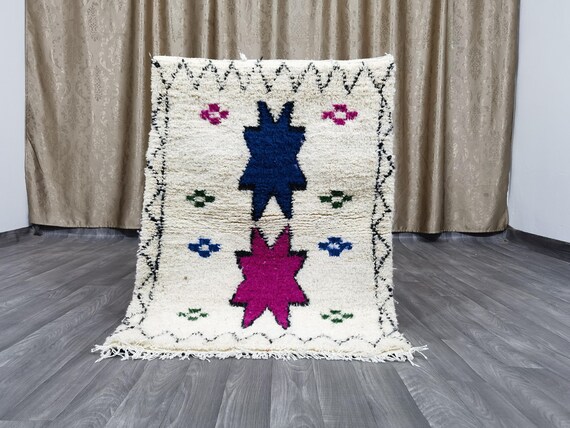 Handmade Beni Ourain Wool Rug: Custom Bohemian Berber Rug