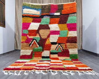 Handmade Beni Ourain Wool Rug – Multicolored Berber Carpet