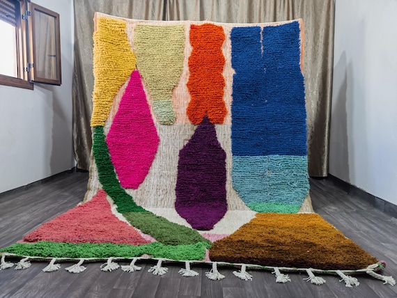 Multicolor Moroccan Wool Rug – Handmade Berber Boujaad Statement Carpet
