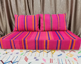 Marokkanisches Sofa - 5 Fuß (150x60x20 cm) Bodenkissen + 2 Rückenkissen (65 x 40 cm)