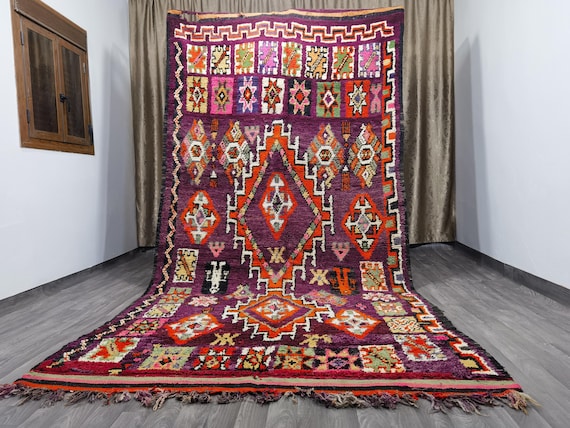 Moroccan Berber Rug - Boho Rug 6.3x12.9 - Moroccan Bohemian Shag Rug - Authentic Berber Rug - Boujaad Carpet - Handmade Wool - Area Rug