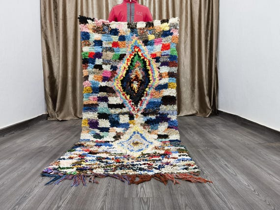 Hand-Knotted Boujaad Runner Rug – Colorful Moroccan Berber Rug (3.1x6.6 Ft)