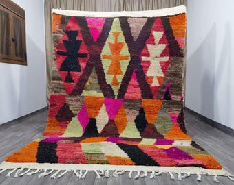 Alfombra bereber de lana anudada a mano – Alfombra bohemia marroquí
