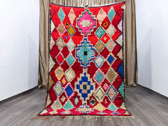 4x6.5 ft Colorful Rug Runner, Azilal rug, boho rug, Berber Runner Vintage, Beni Rug runner, Area rug, Gift for the home, old rug