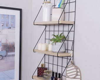 Modernes Holzregal mit Metallgehäuse, Badezimmerregal mit 3 Ablagen, Küchenregal, Küchen-Organizer, Badezimmer-Organizer