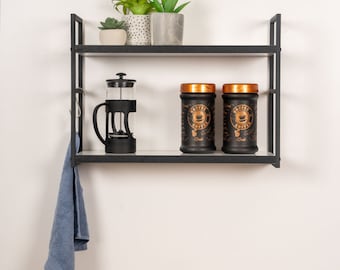 Weißes Holzregal mit Metallgehäuse, multifunktional, Küchenregal, Badezimmerregal, Bücherregal, Arbeitszimmerregal, Hängeregal, Schweberegal