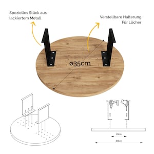 Couch tray armrest, adjustable sofa tray, cup holder, special design with metal holder, seating set shelf, 35 cm wood look image 3