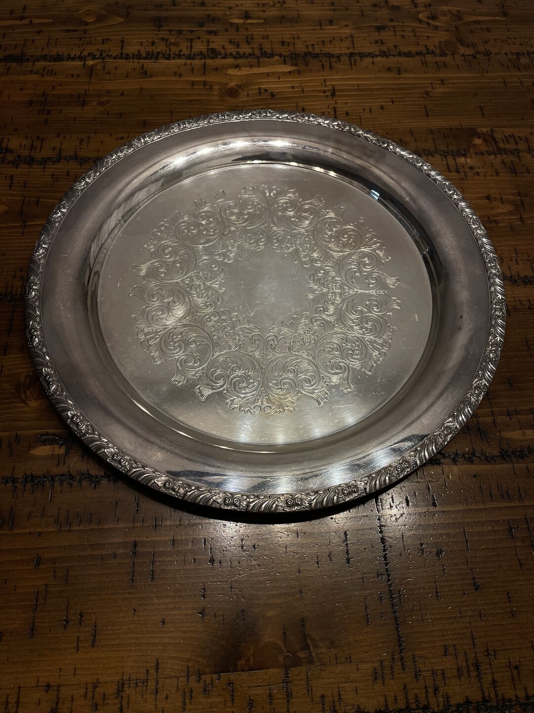 Large Vintage Silver Platter - Etsy