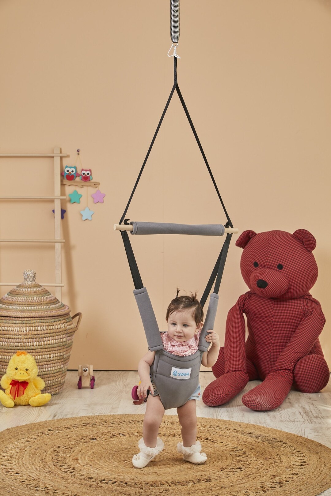 Ergonomic Baby Walker Swing Set Motor Skills Fun Toy Montessori Spring