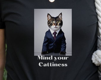 Funny cat short sleeve unisex t-shirt, cattitude t-shirt, mind your cattiness t-shirt.