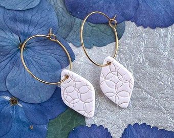 Katherine Dangles sparkly white. Handmade polymer clay earrings. Stylish earrings. Classic diamond shape. Earrings for a classy lady.