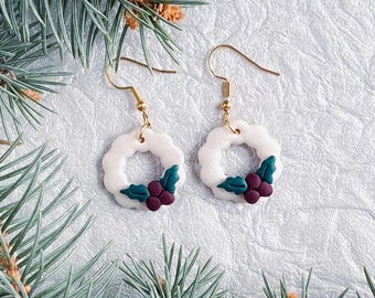 Holly Berry Wreath Dangles.
