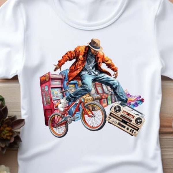 Retro Revival Breakdance, Arcade Games, BMX, Boomboxes Sublimation T-Shirt PNG graphics,  retro tshirt , vintage tee, skate 1980s