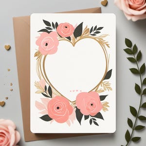 Cartões postais de saudação - Design moderno e limpo com tipografia ousada e elementos florais minimalistas, cartões de felicitações sofisticados, papelaria, rosa