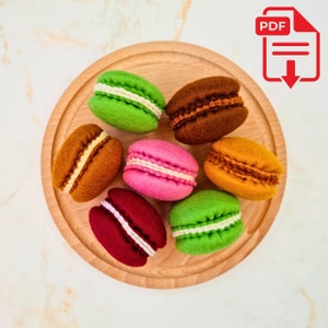 Felt French Macaron PDF / SVG Pattern - easy & beginner friendly felt food sewing pattern for kids pretend play kitchen and food roleplay